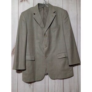 Oscar De La Renta Blazer Men's 43 Regular Tan Silk Wool‎ Blend